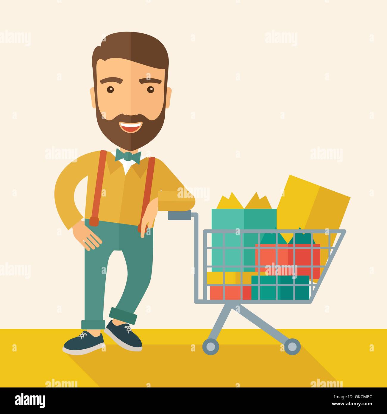 Man with shopping cart Stock Vector Image & Art Alamy