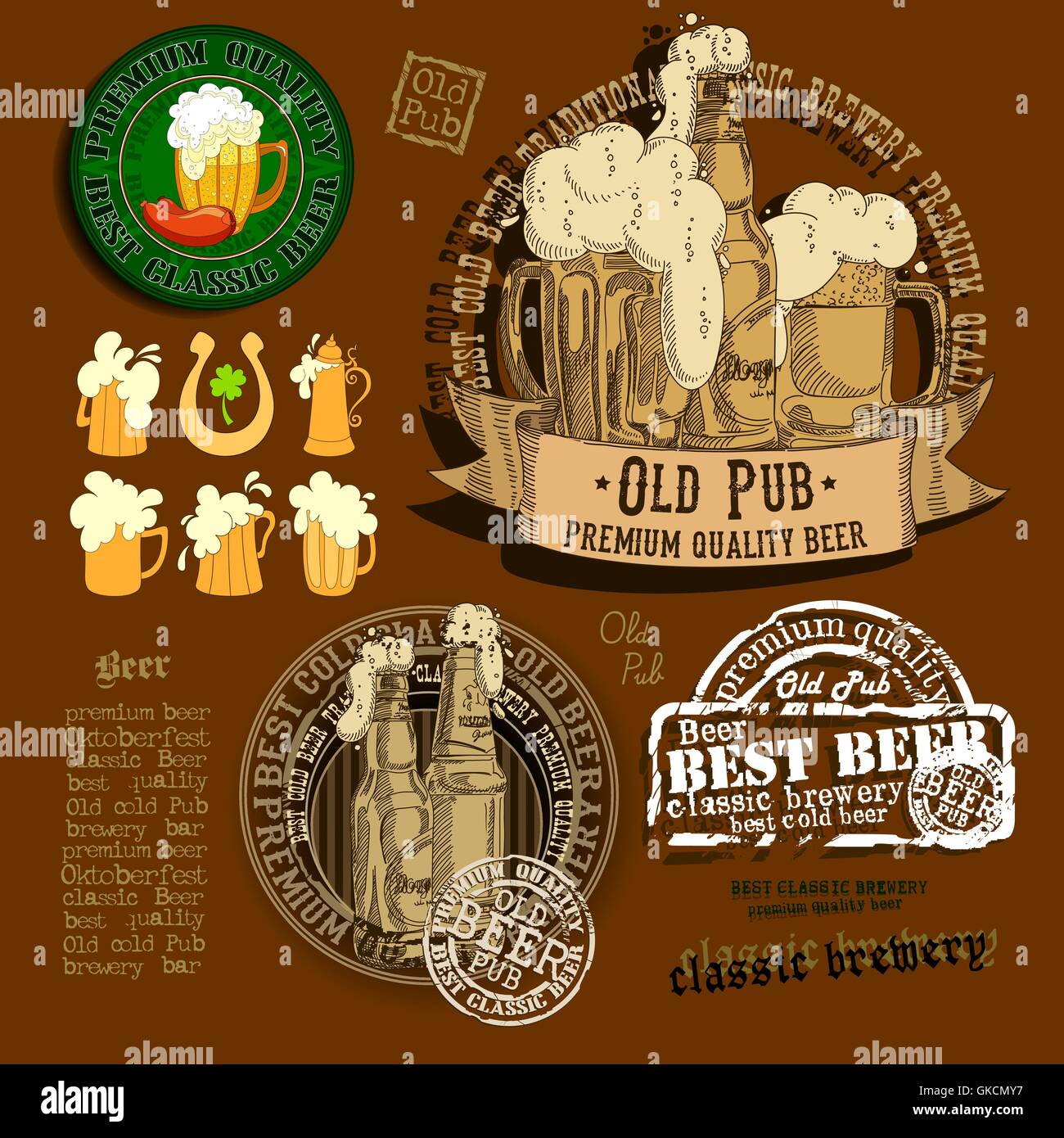 set of beer elements Stock Vector Image & Art - Alamy
