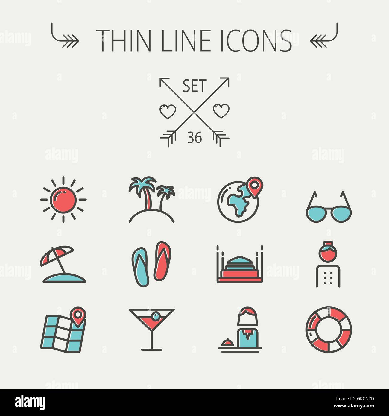 Travel thin line icon set Stock Vector
