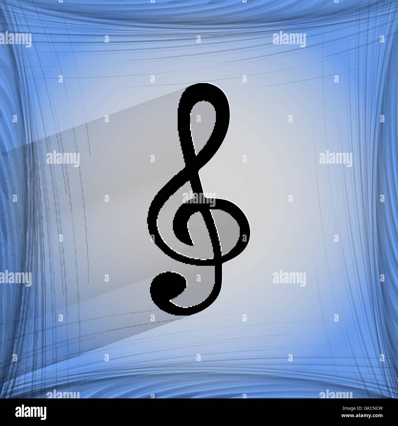 Music elements notes web icon on a flat geometric abstract background ...