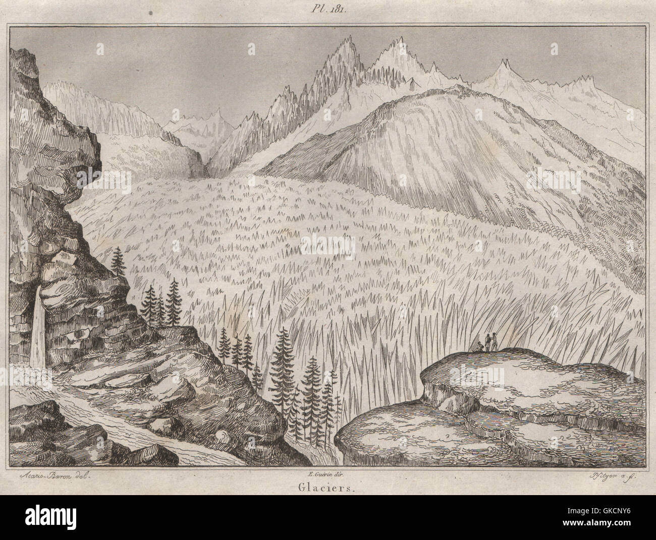 MOUNTAINS: Glaciers, antique print 1834 Stock Photo