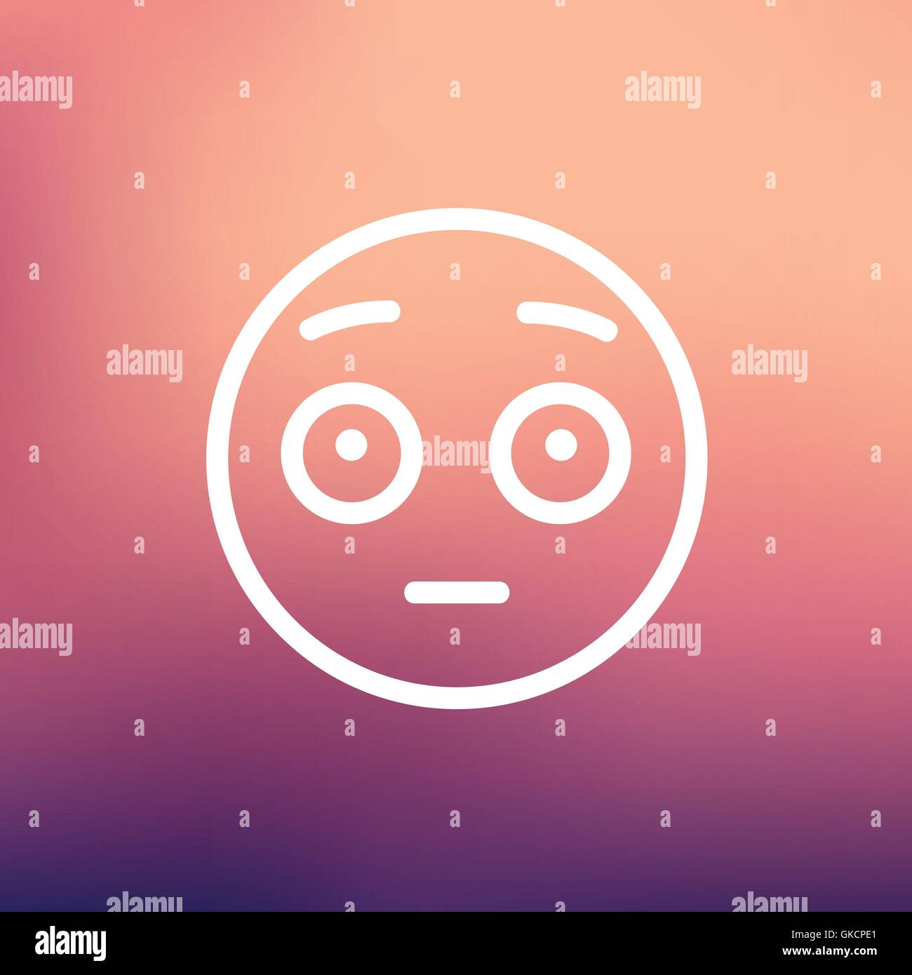 Frightened face thin line icon Stock Vector