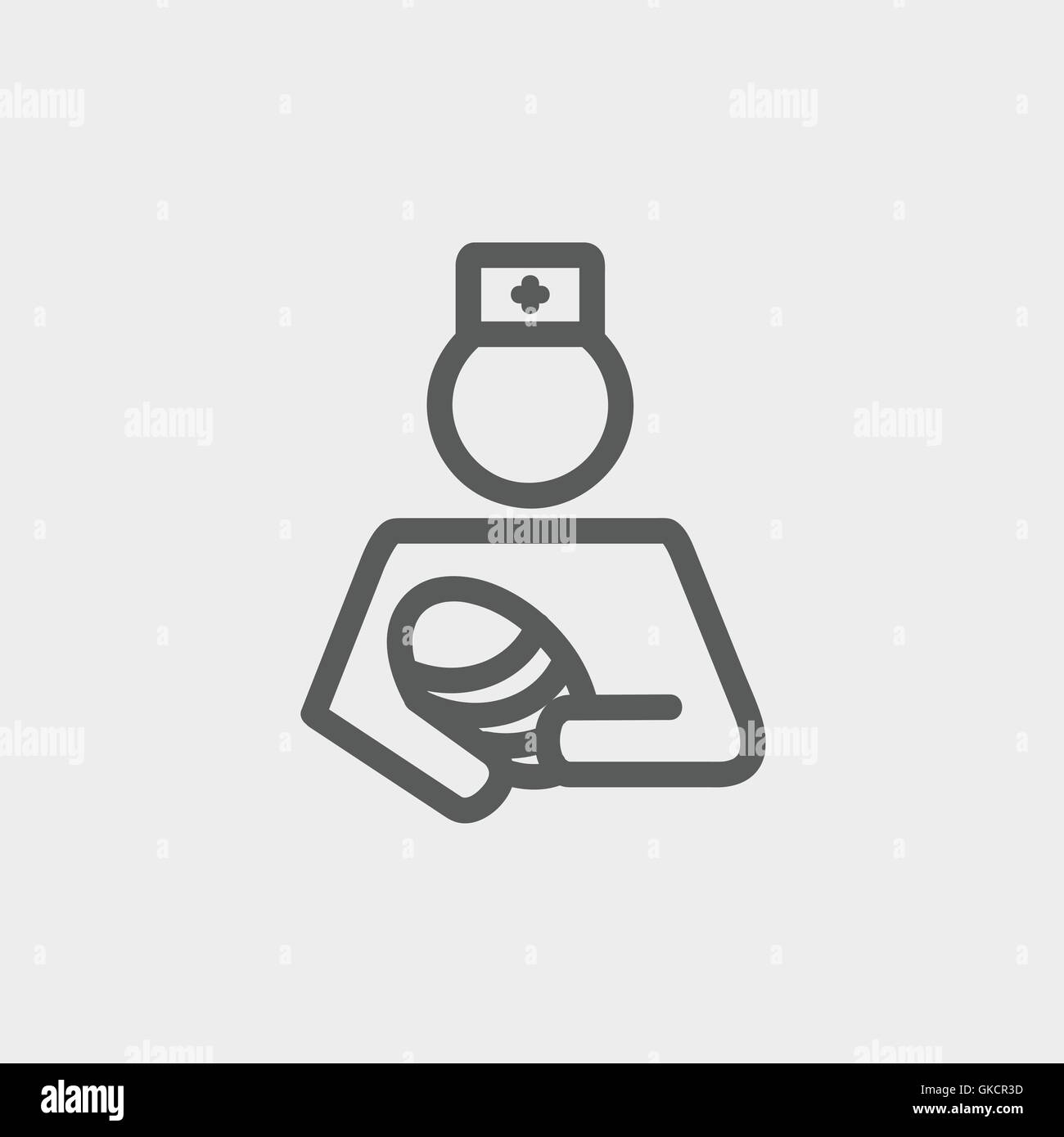 Nurse holding the baby thin line icon Stock Vector