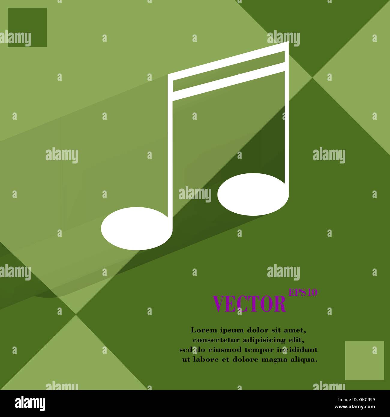 Music elements notes web icon on a flat geometric abstract background ...