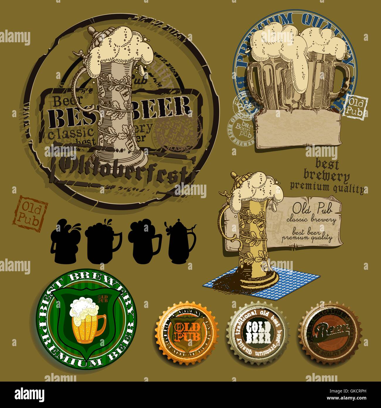 set of beer elements Stock Vector Image & Art - Alamy