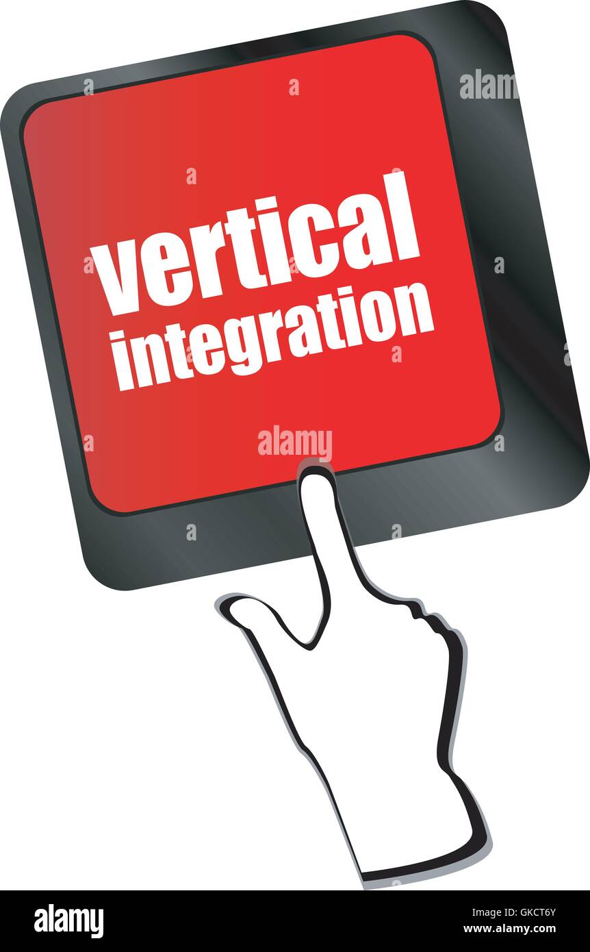 Computer keyboard with vertical integration words vector Stock Vector