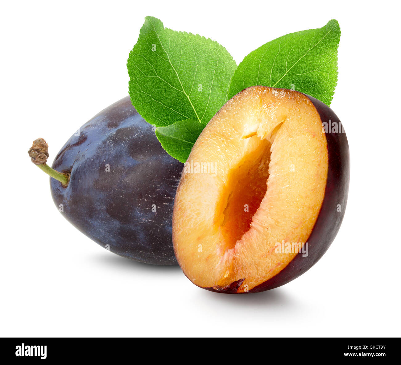 plums isolated on the white background. Stock Photo