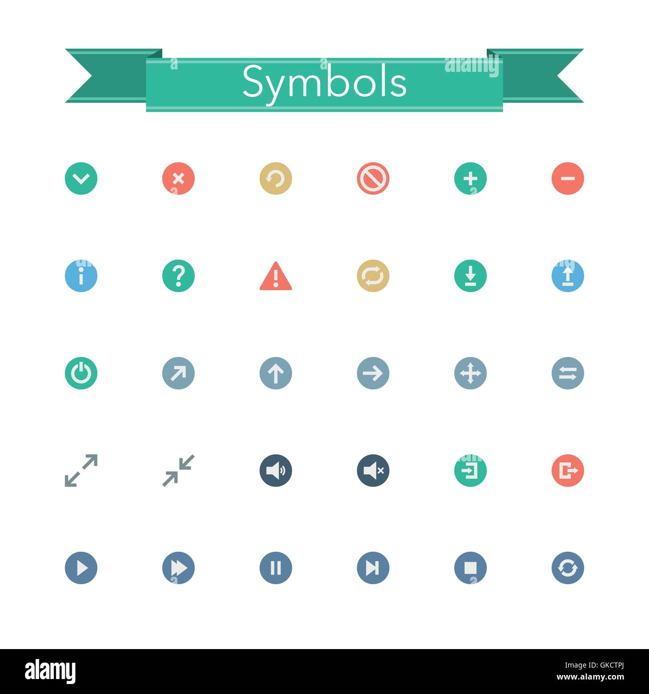 Symbols Flat Icons Stock Vector