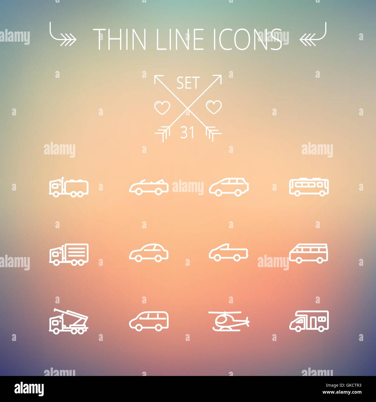 Transportation thin line icon set Stock Vector