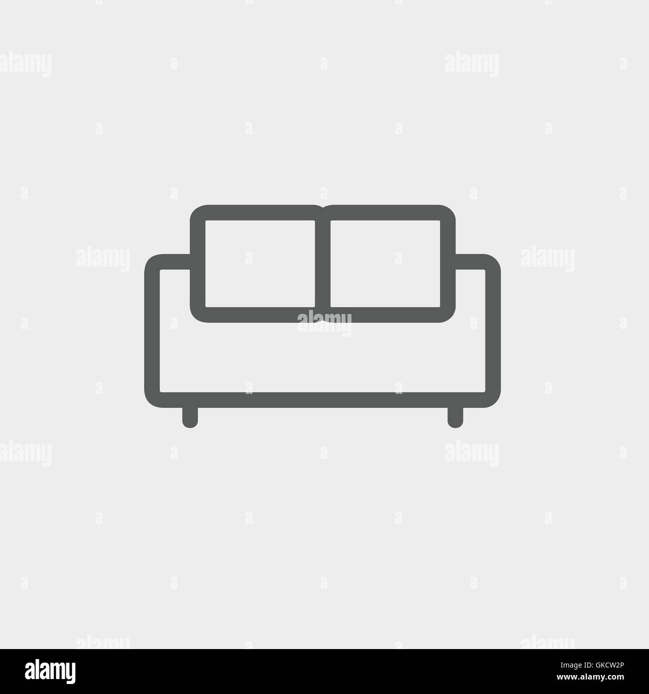 Furniture sofa thin line icon Stock Vector