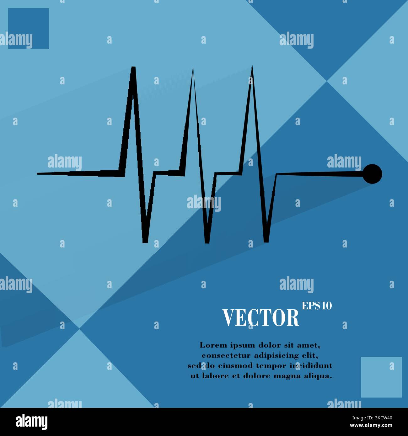 heart rhythm. Flat modern web button  on a flat geometric abstract background Stock Vector