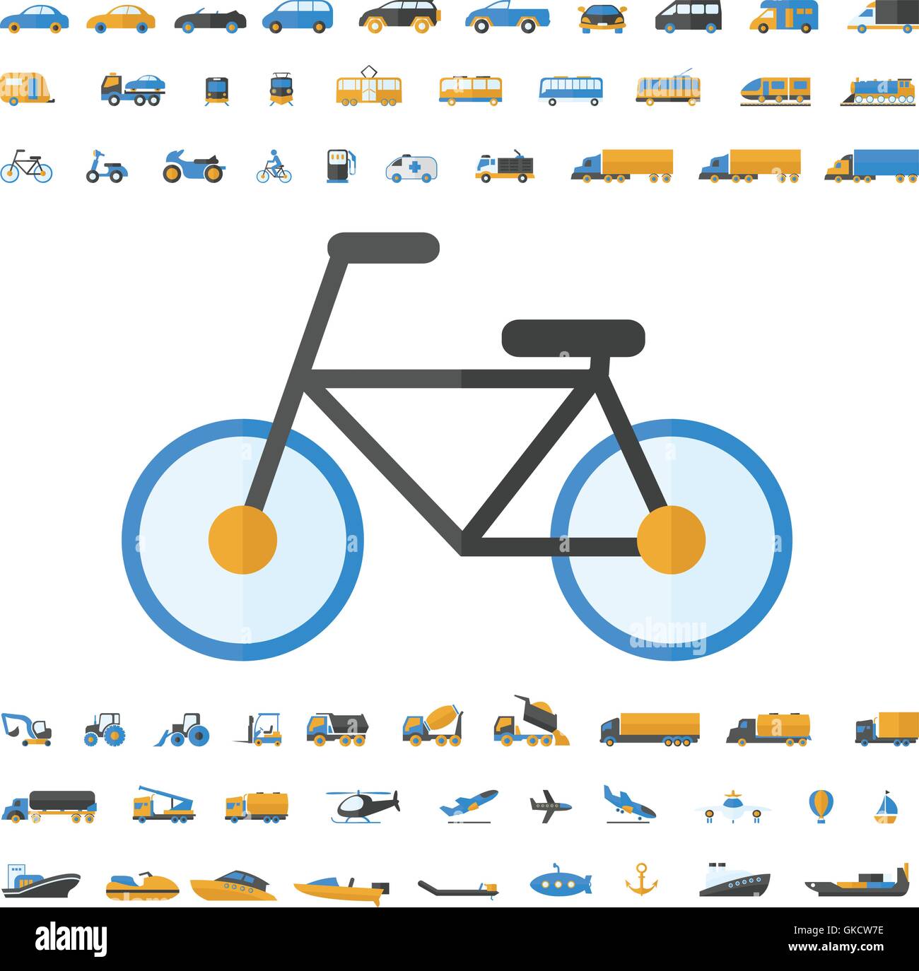 Vehicle and Transportation icon set Stock Vector