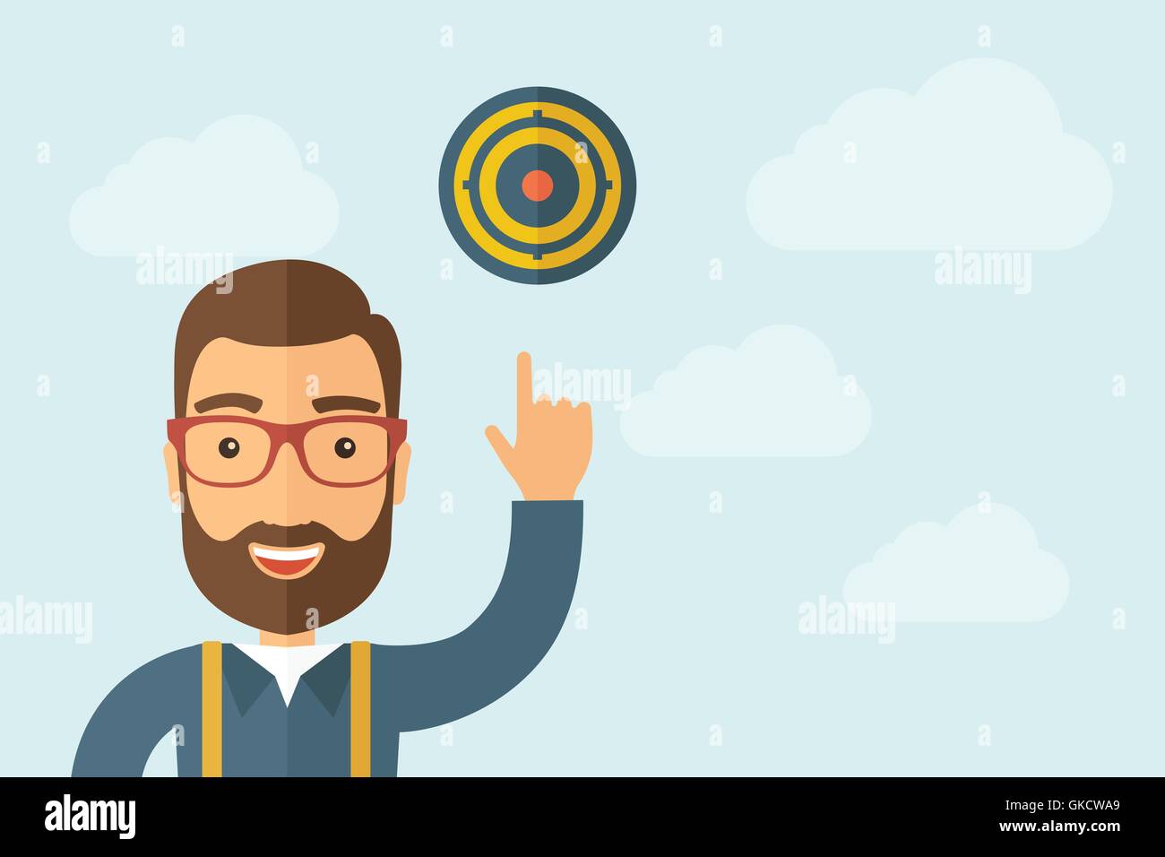 Man pointing the target pad Stock Vector