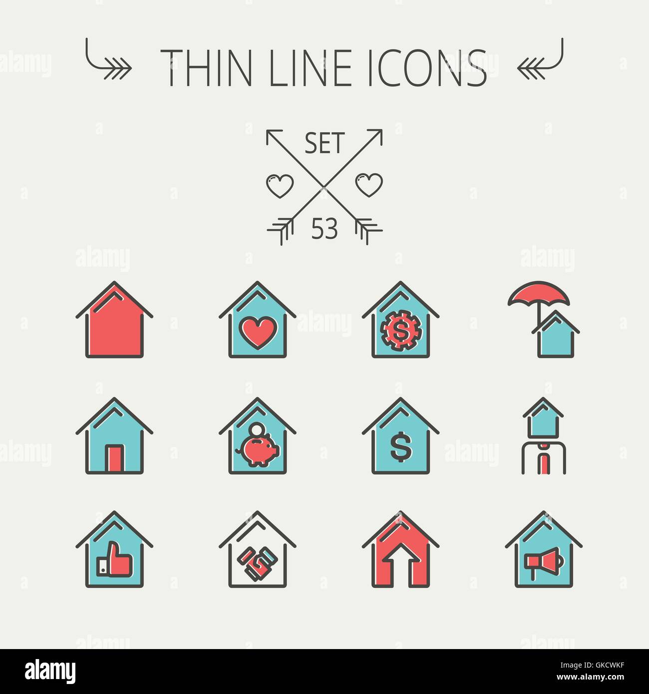 Real Estate thin line icon set Stock Vector Image & Art - Alamy