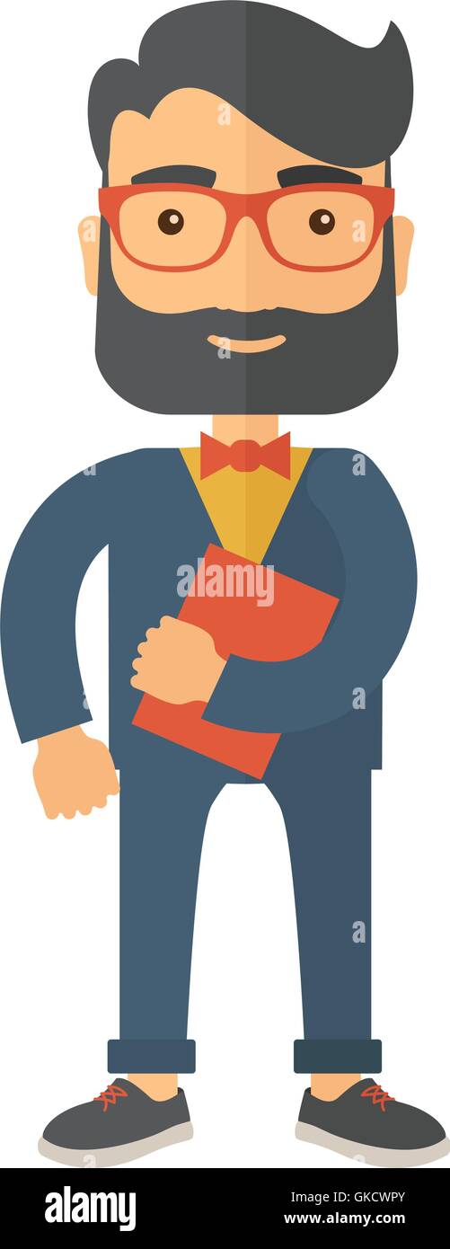 Man holding book under his arm. Stock Vector