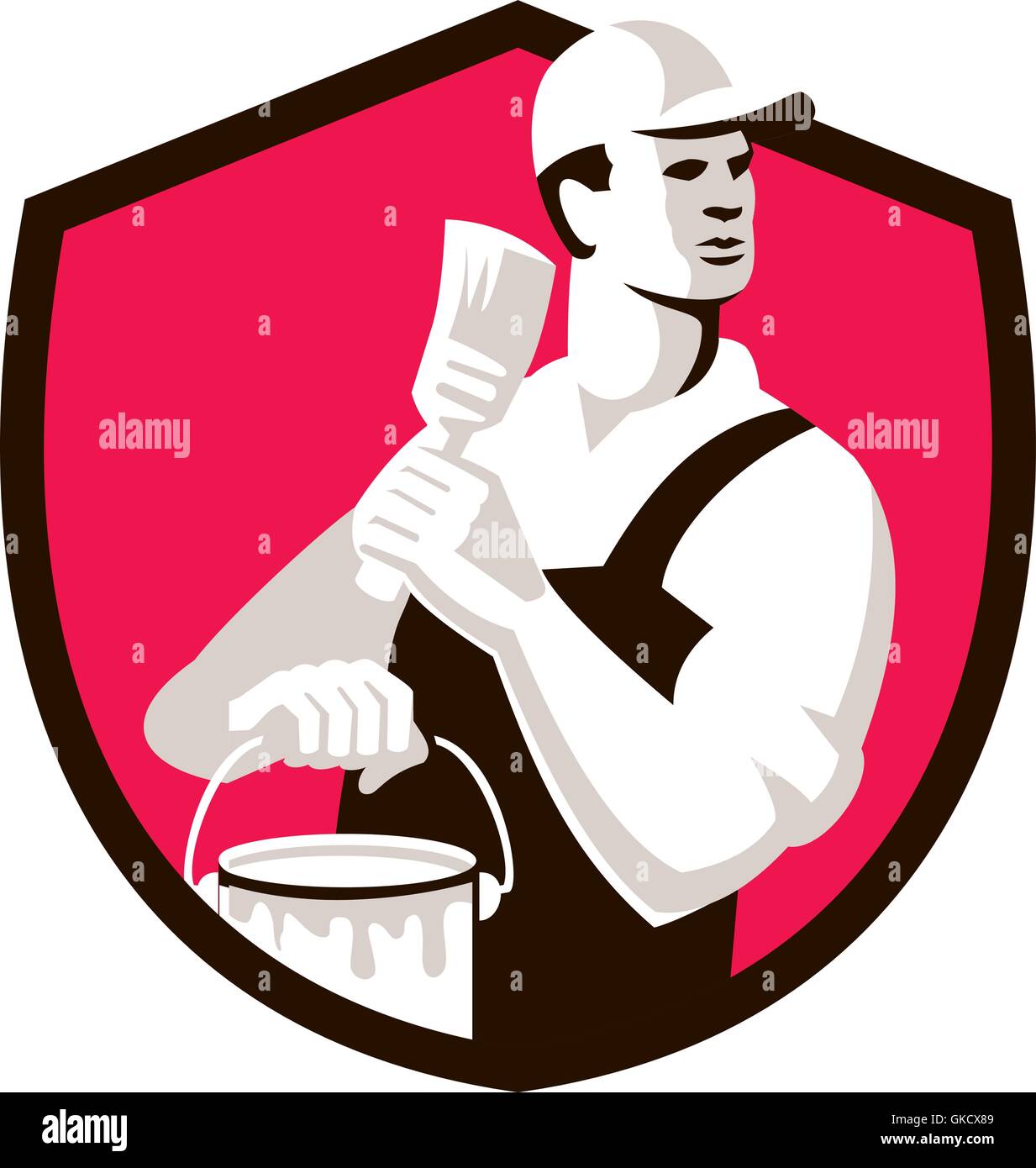 House Painter Paintbrush Paint Shield Retro Stock Vector Image & Art