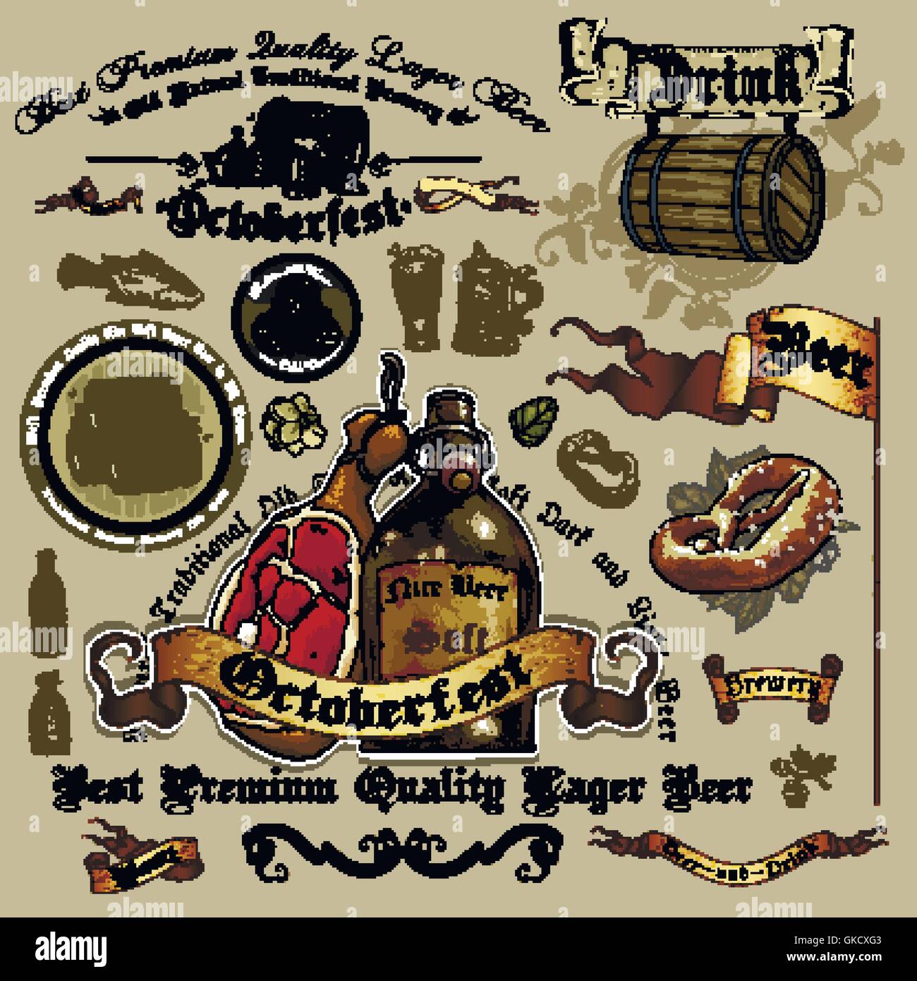 set of beer elements Stock Vector Image & Art - Alamy