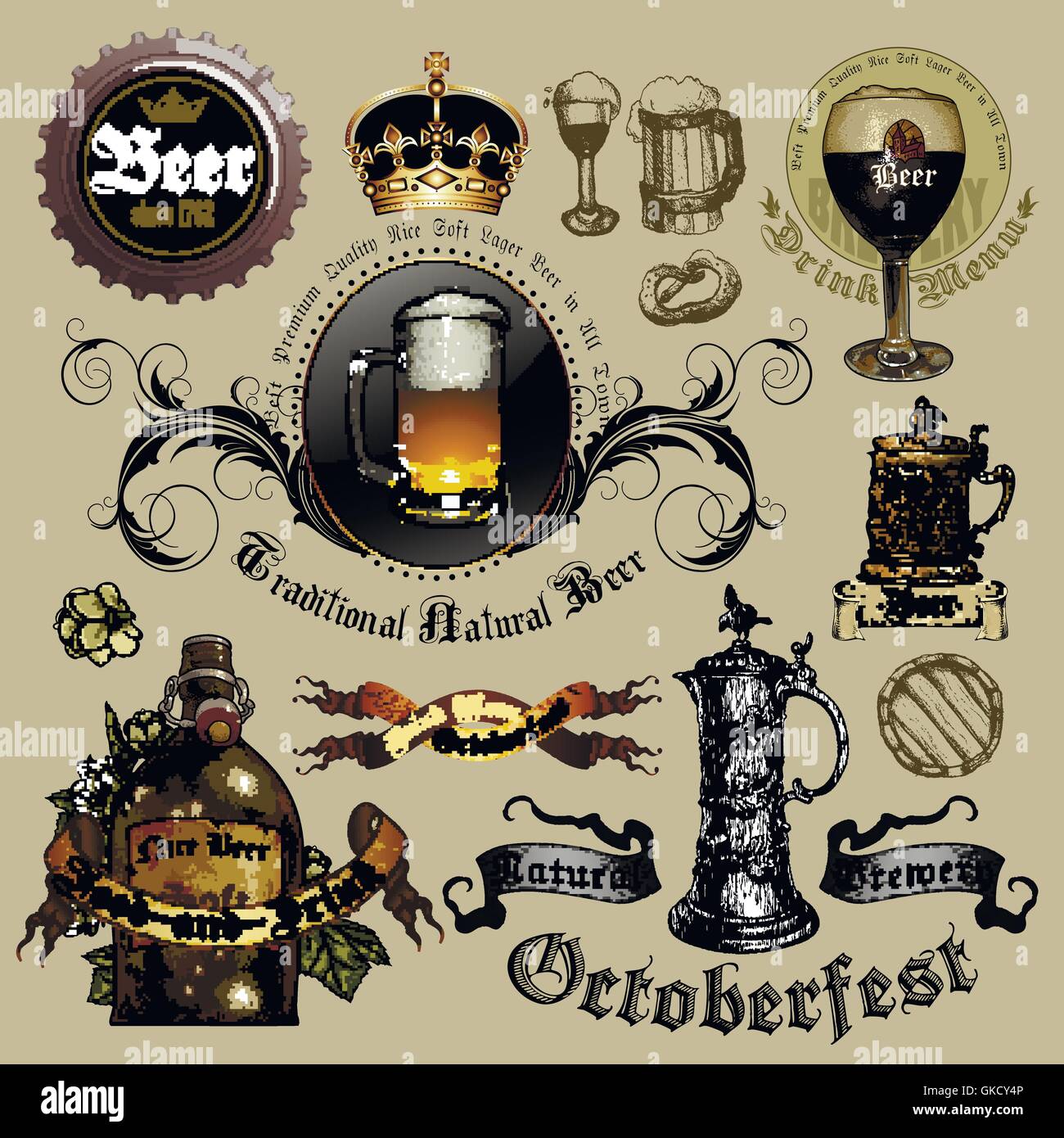set of beer elements Stock Vector Image & Art - Alamy