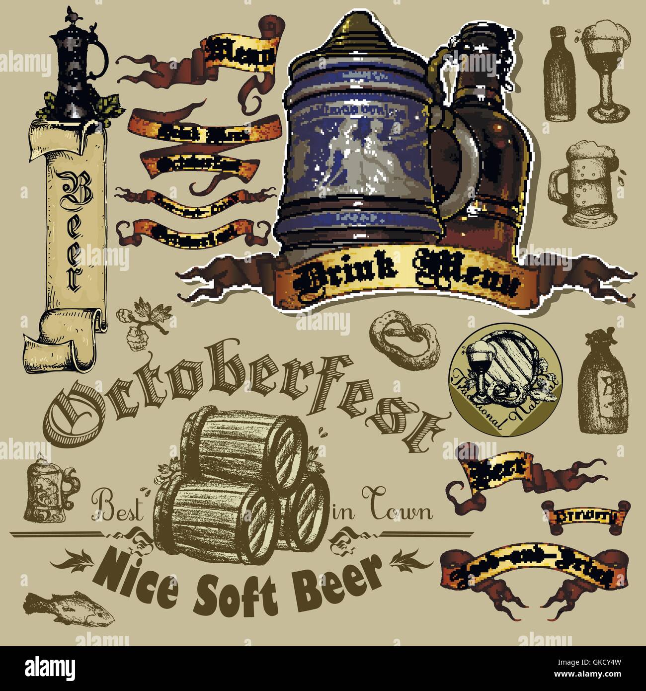 set of beer elements Stock Vector Image & Art - Alamy