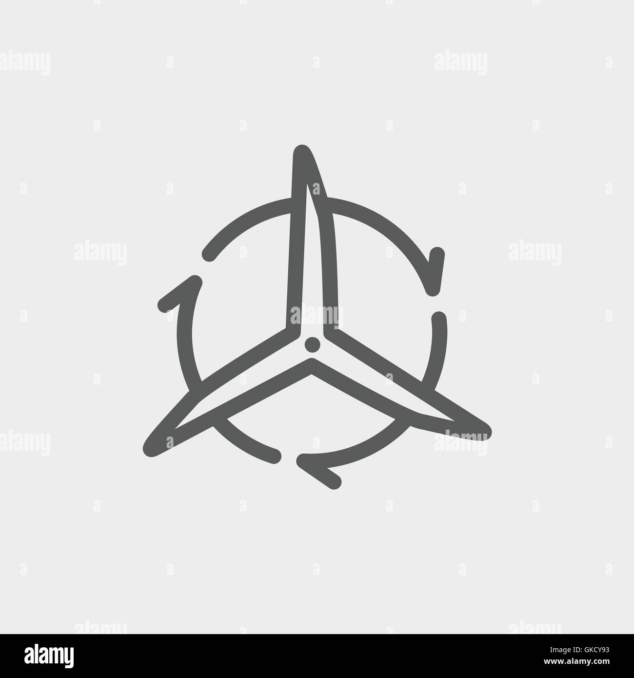 Windmill with arrows thin line icon Stock Vector