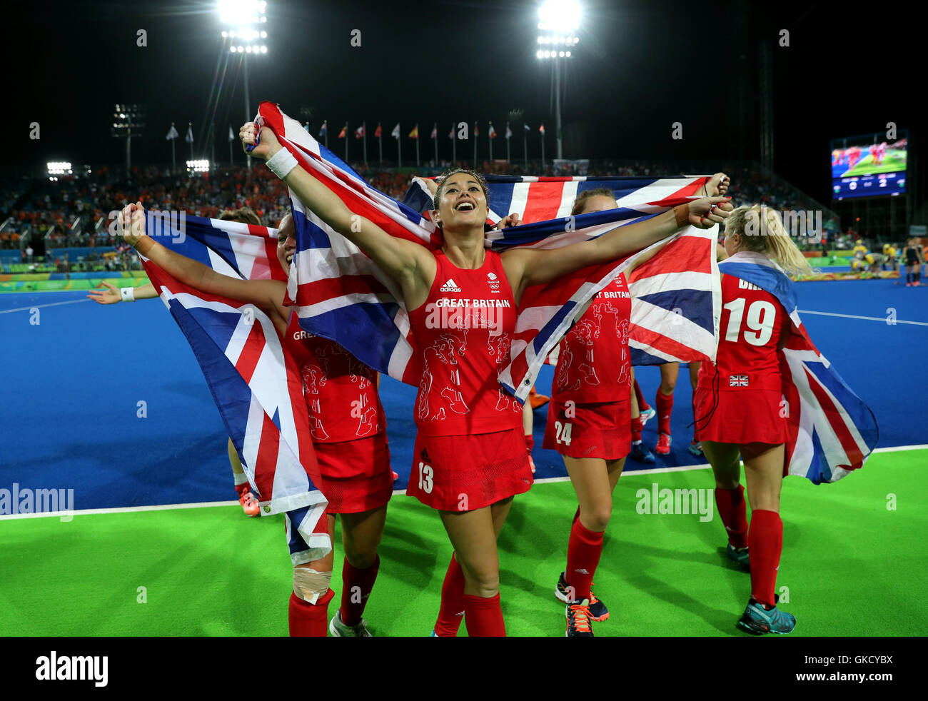 Great Britain Sam Quek Celebrates A Gold Medal Following Victory In The great-britain-sam-quek-celebrates-a-gold-medal-following-victory-in-the