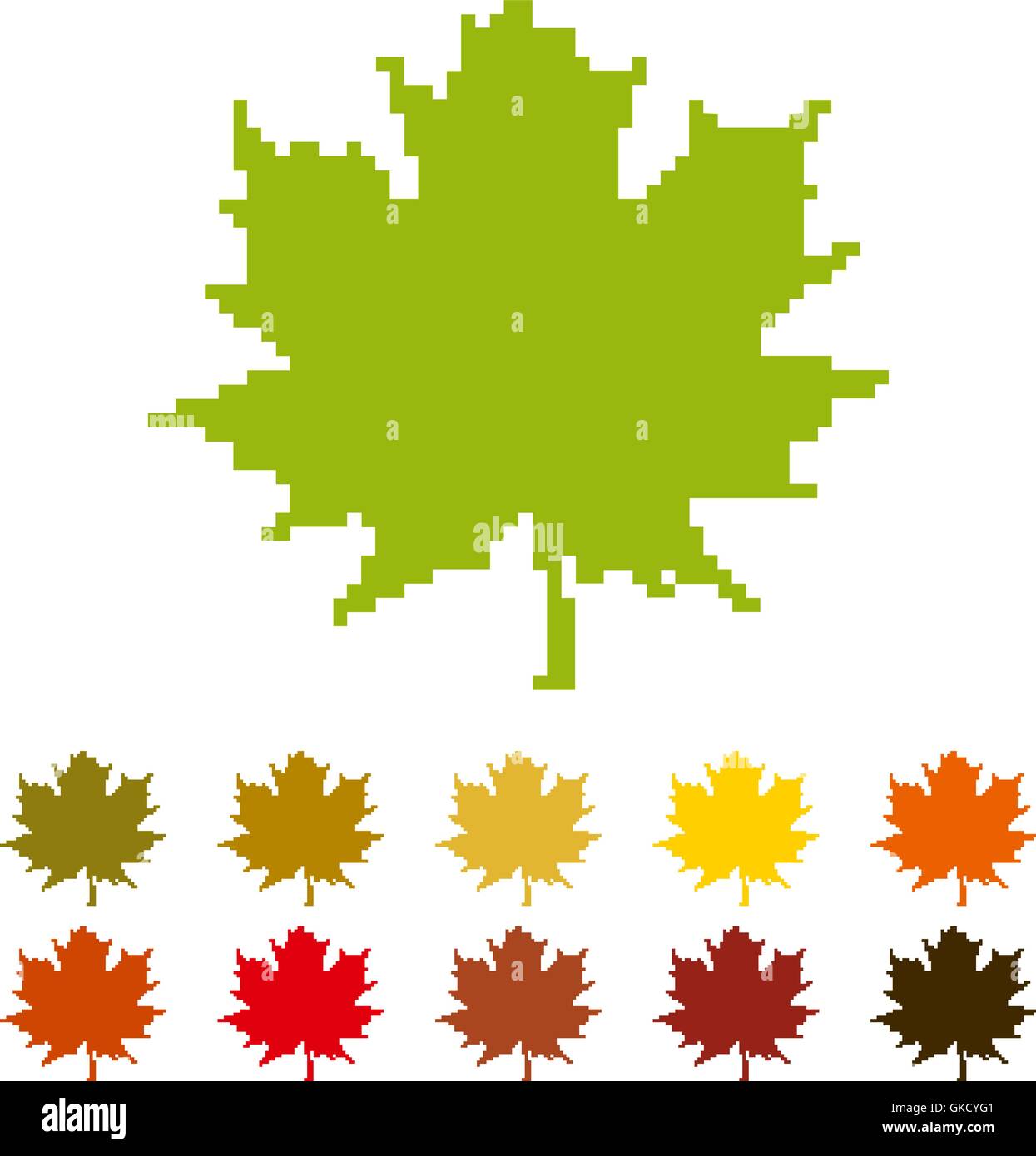 Pixel maple leaf Stock Vector