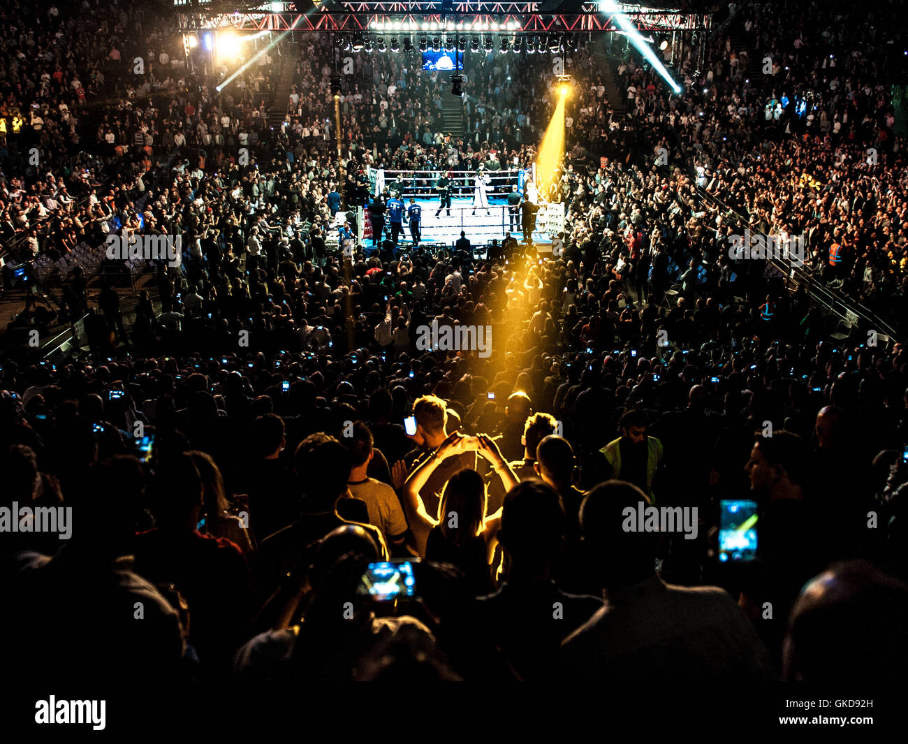 Thousands watch the David Haye and Arnold Gjerjaj heavyweight boxing ...
