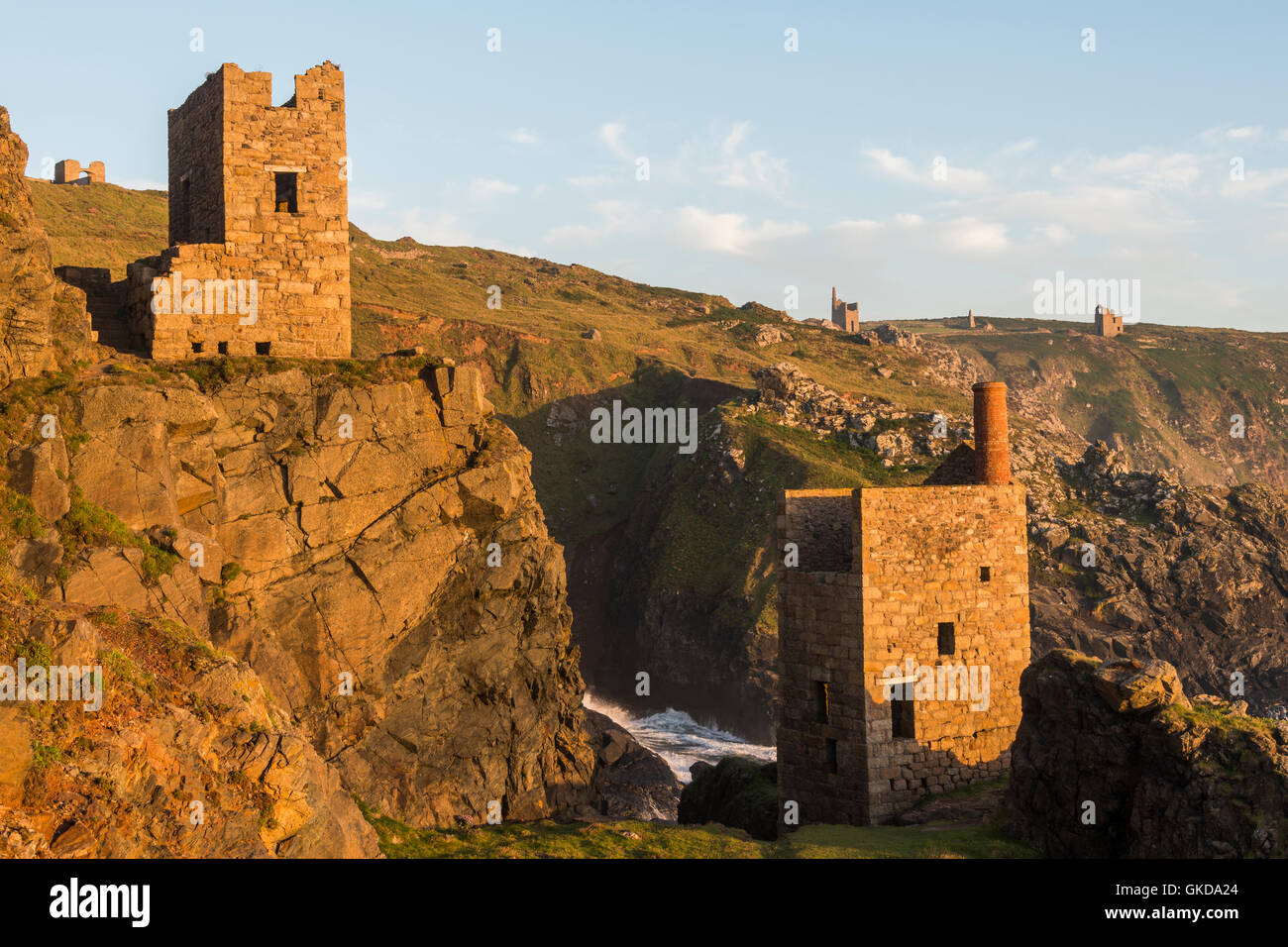 The Crowns engine houses at Botallack, Cornwall. Stock Photo