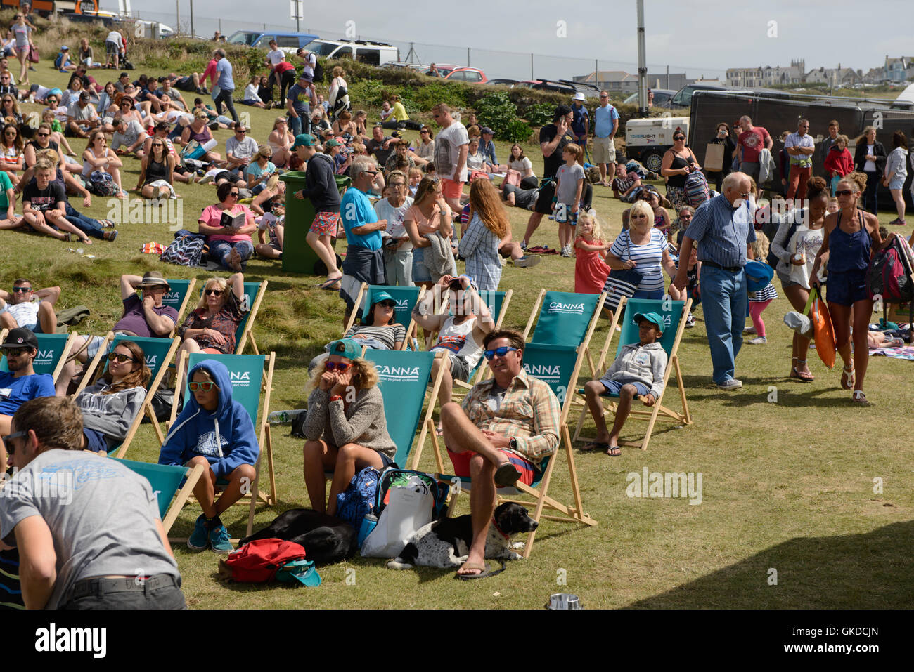 People having fun at a festival Stock Photo - Alamy