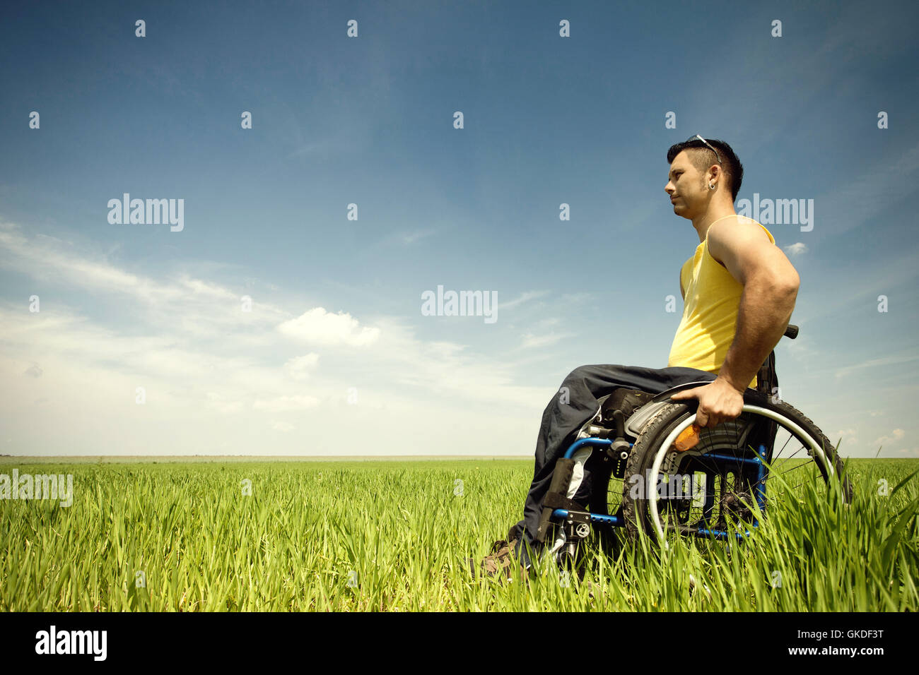 freedom in wheelchair Stock Photo