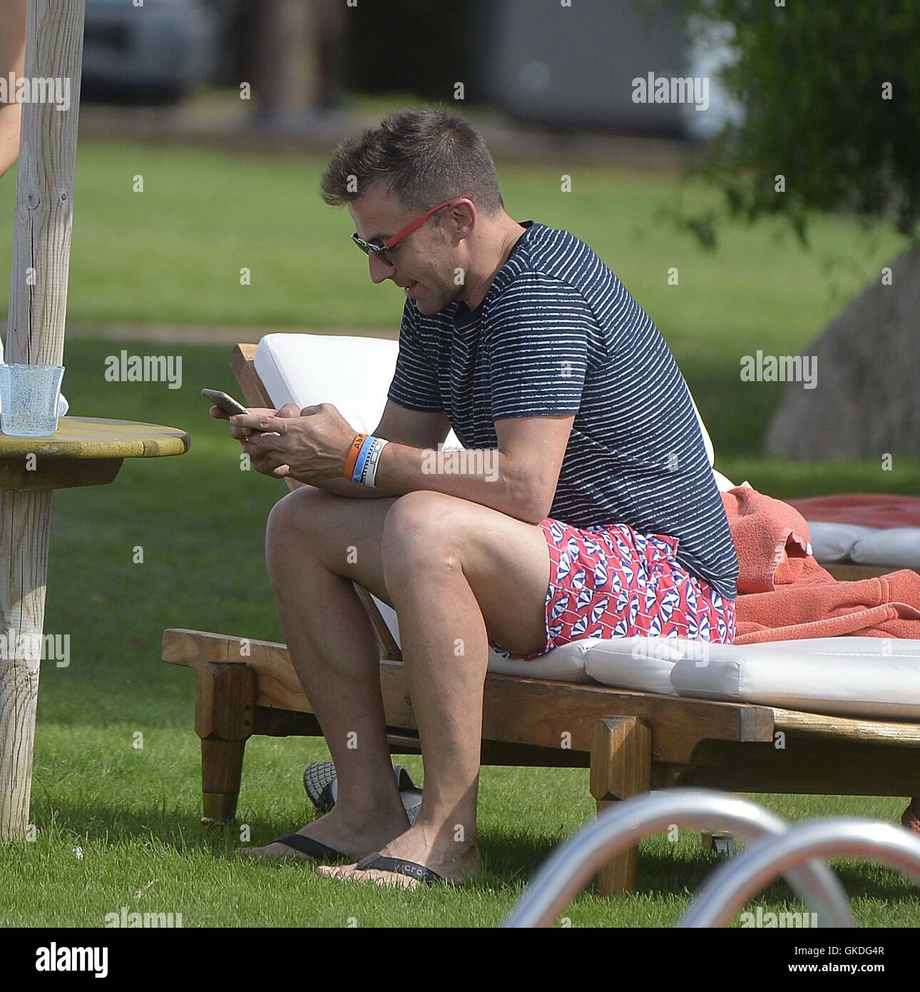 Italian former professional footballer Alessandro Del Piero spends the day on the beach with his family in Porto Cervo, Italy.  Featuring: Alessandro Del Piero, Dorotea Del Piero Where: Porto Cervo, Italy When: 26 Jun 2016 Credit: IPA/WENN.com  **Only ava Stock Photo