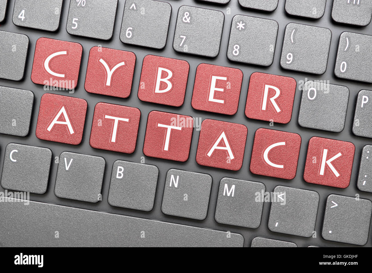 Red cyber attack key on keyboard Stock Photo