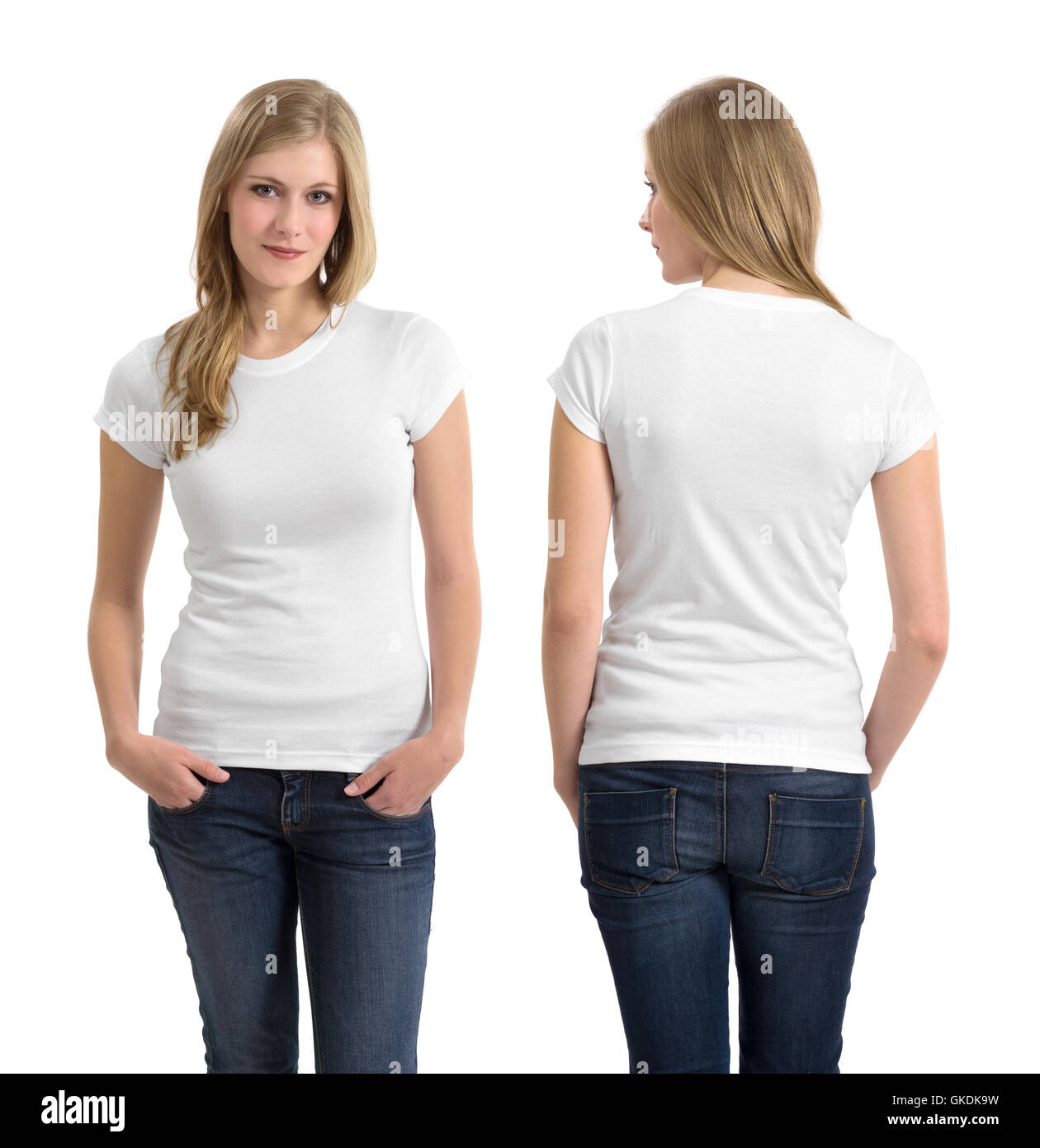 Женская футболка белая спереди и сзади