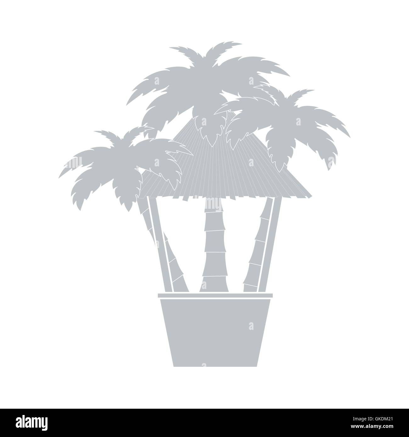 Stylized icon of the bar on the beach with palm trees on a white background Stock Vector