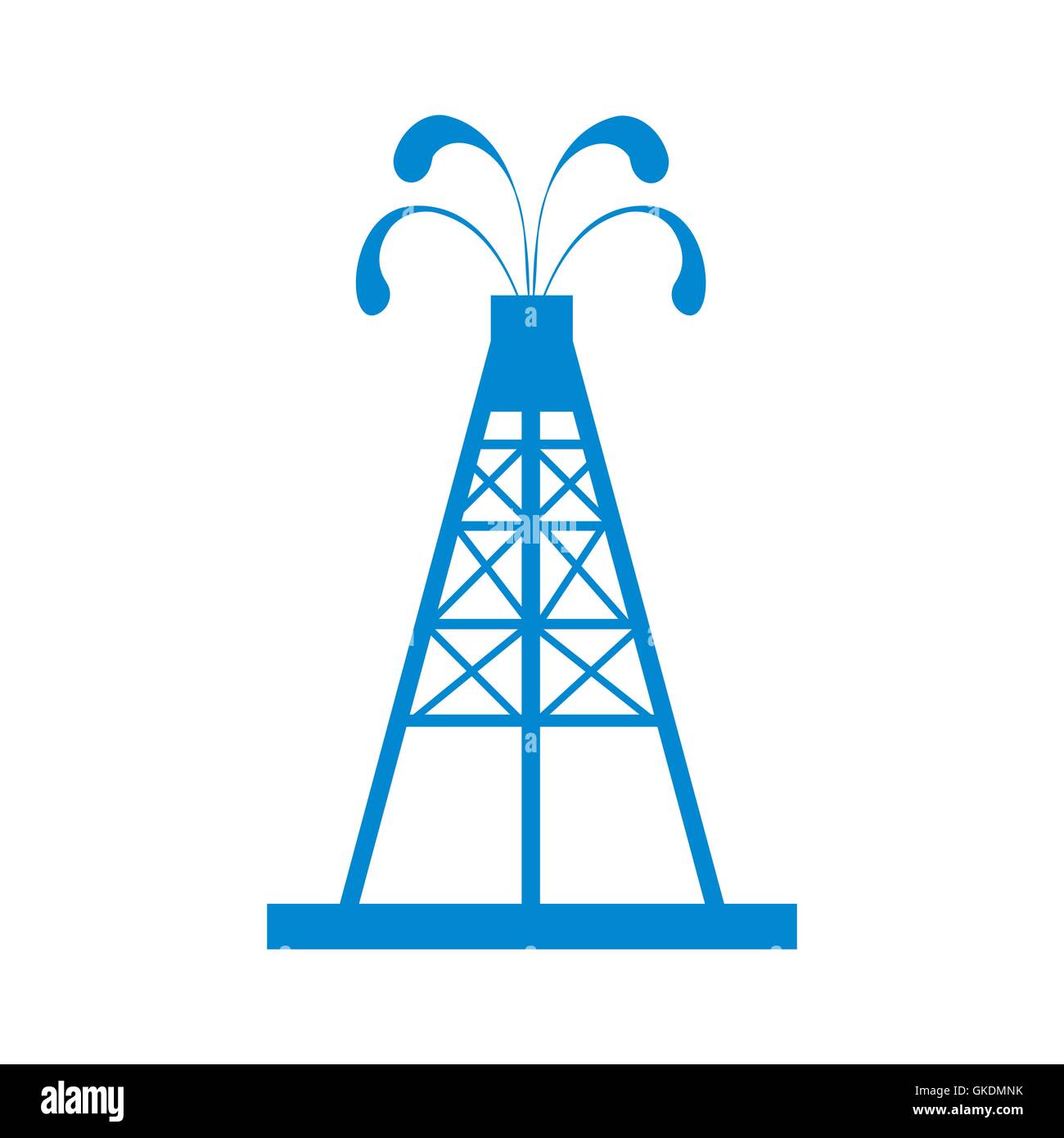 Stylized icon of the oil rig with fountains spurting up oil with oil on ...
