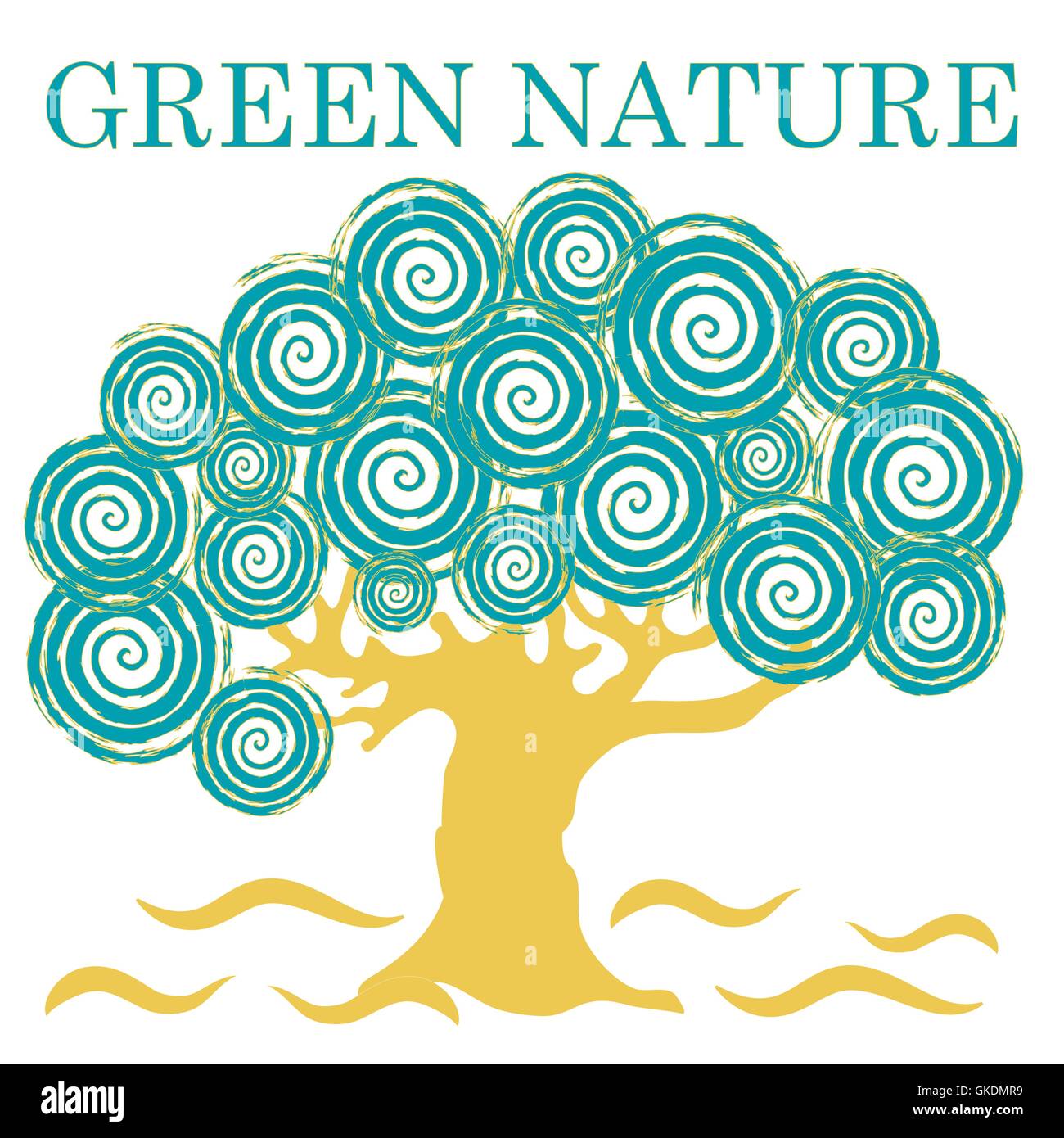 Nice picture of creative tree with inscription GREEN NATURE on white ...