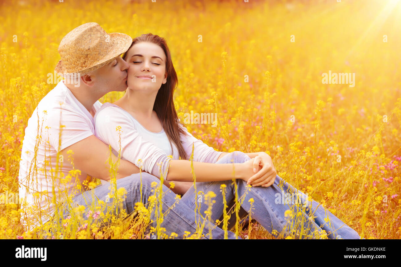 Romantic boy girl kissing in hires stock photography and images Alamy