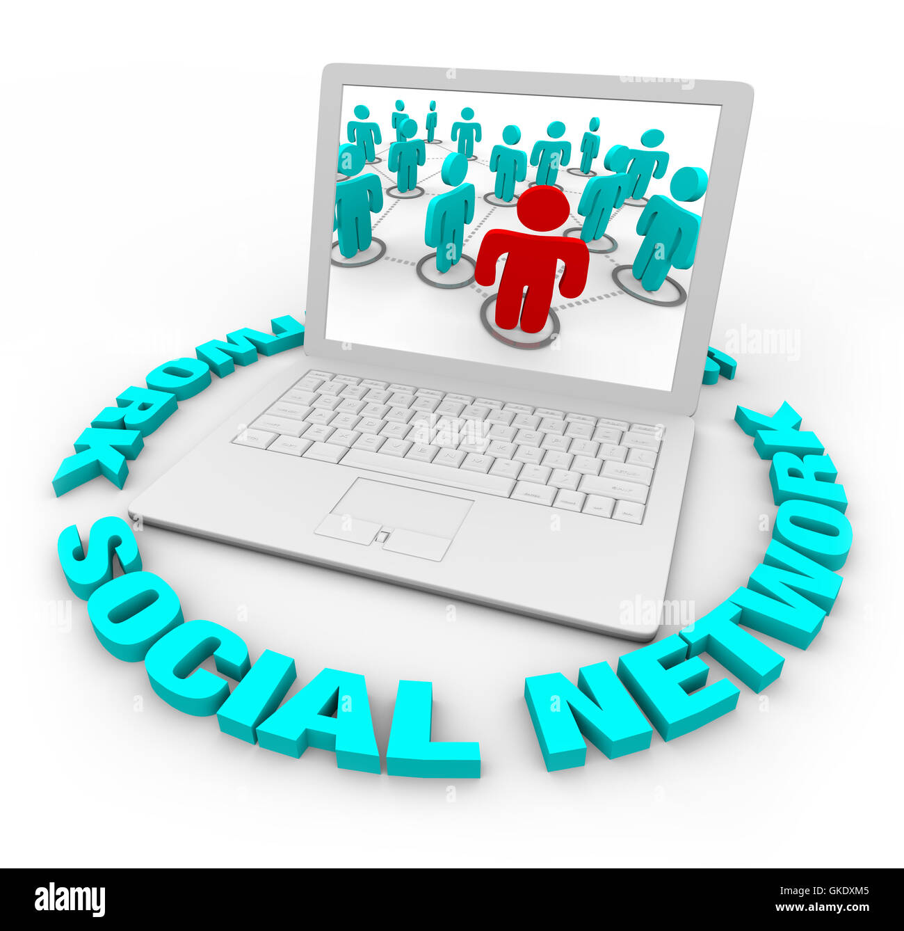 Social Network Laptop - Words Stock Photo