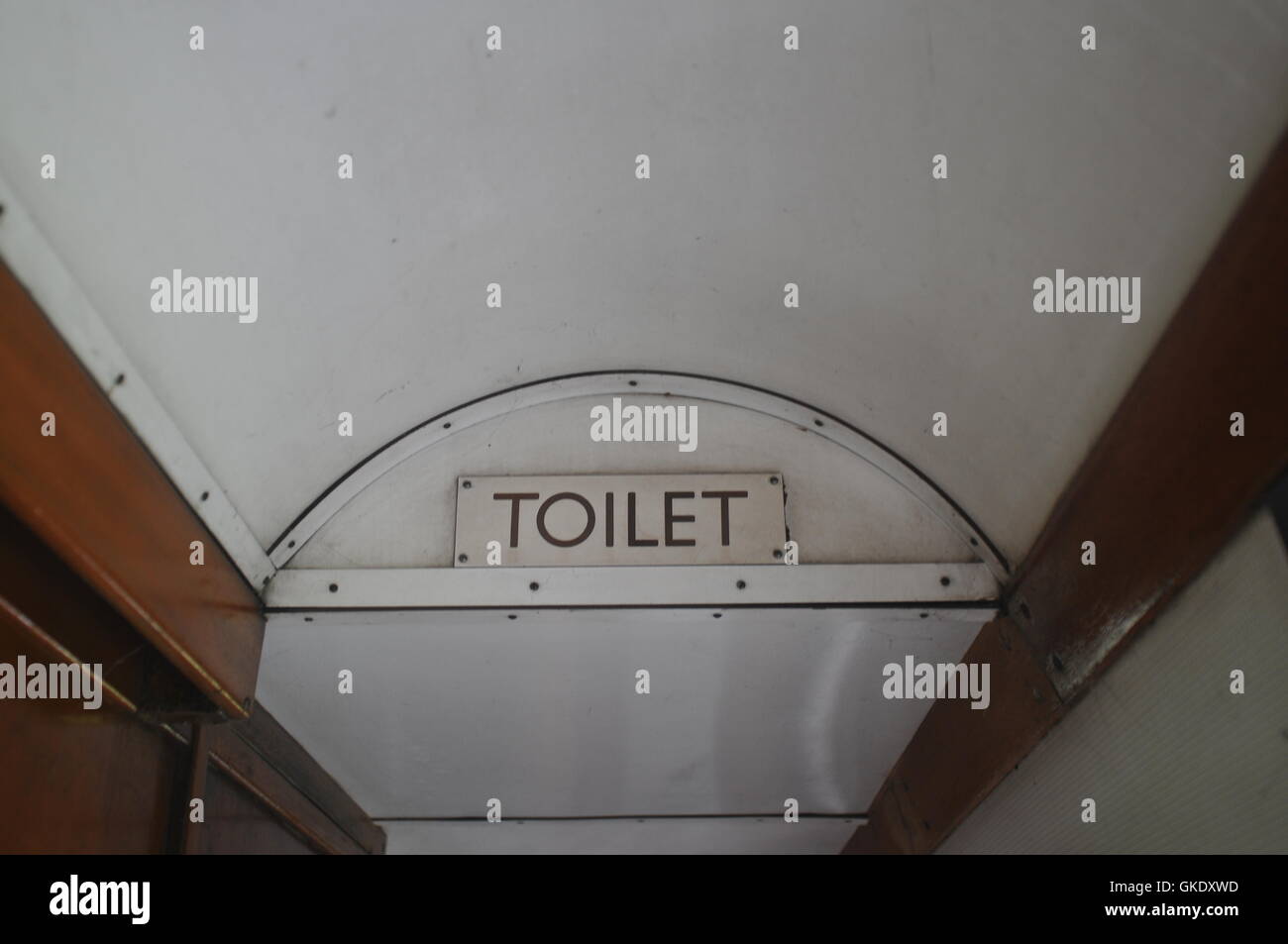 old toilet sign on a vintage railway carriage Stock Photo