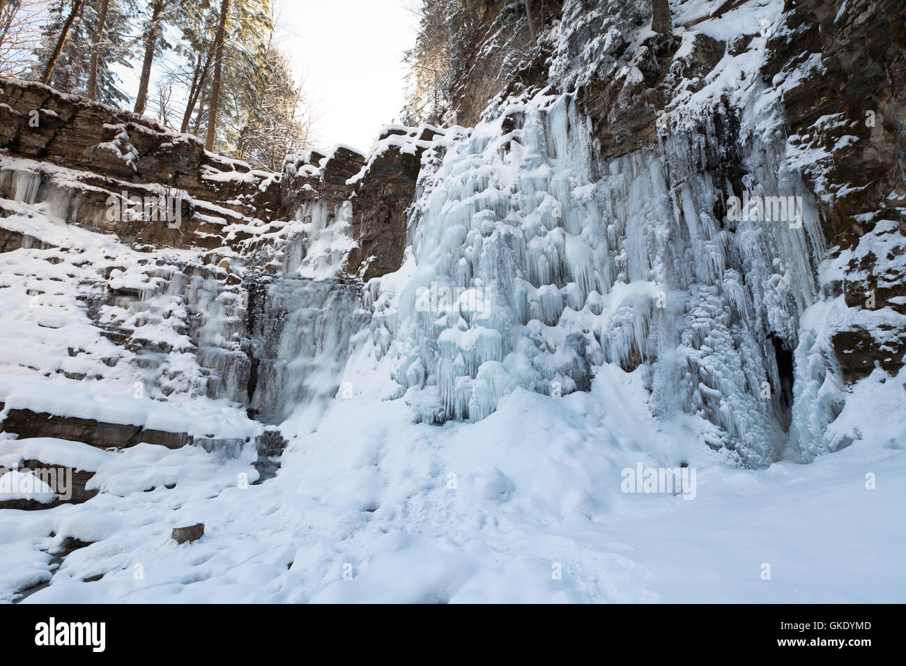 Frozen waterfall Stock Photo