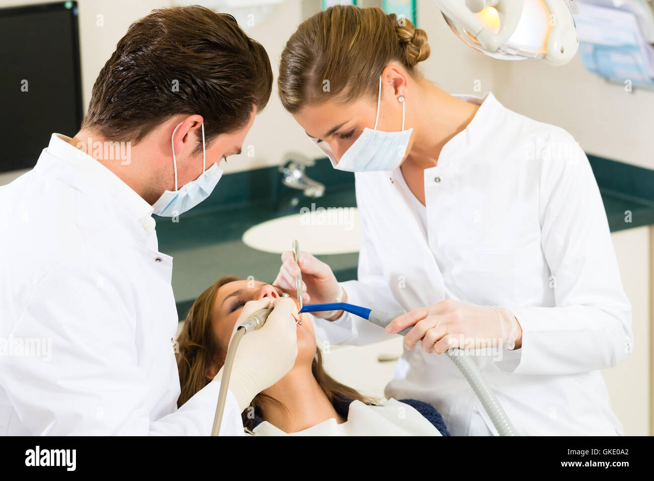 patient at the dentist treatment with drilling Stock Photo Alamy