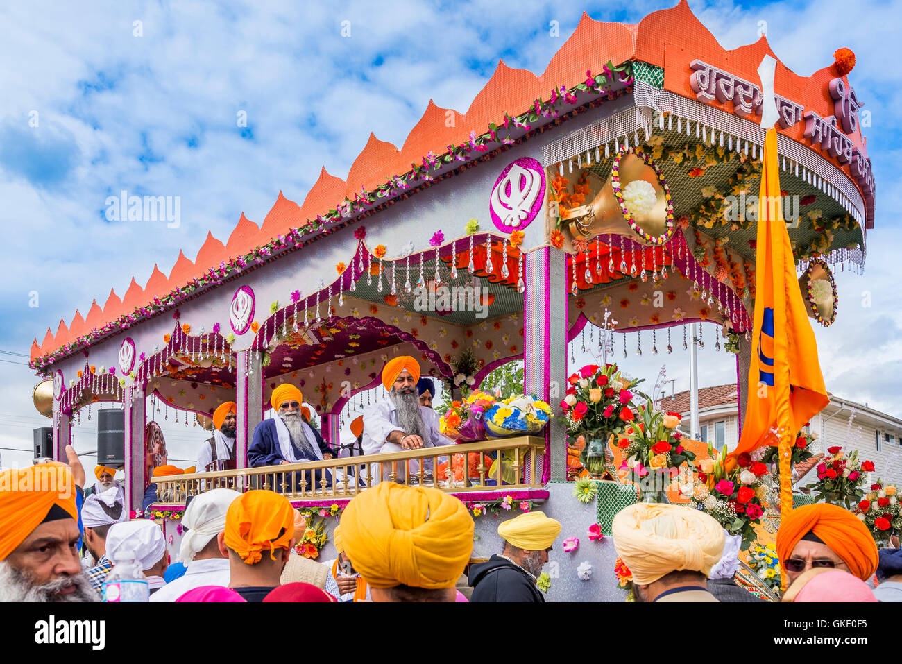 Sikh vaisakhi parade float surrey bc colorful turbans hires stock