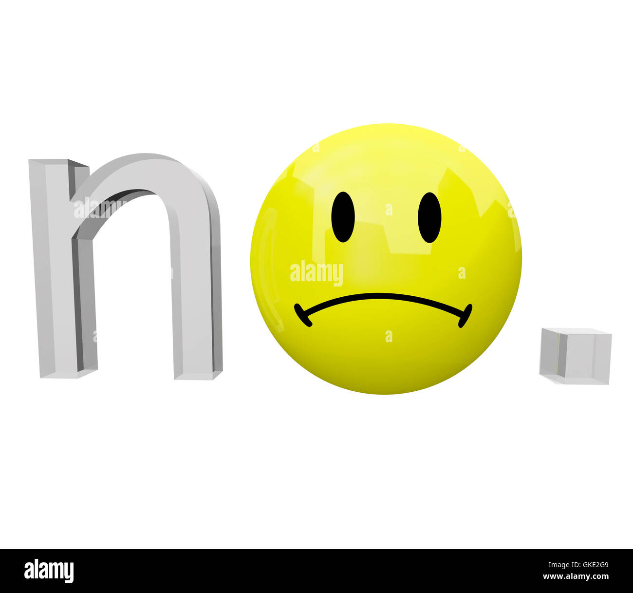 No - Yellow Frown Face Emoticon Stock Photo