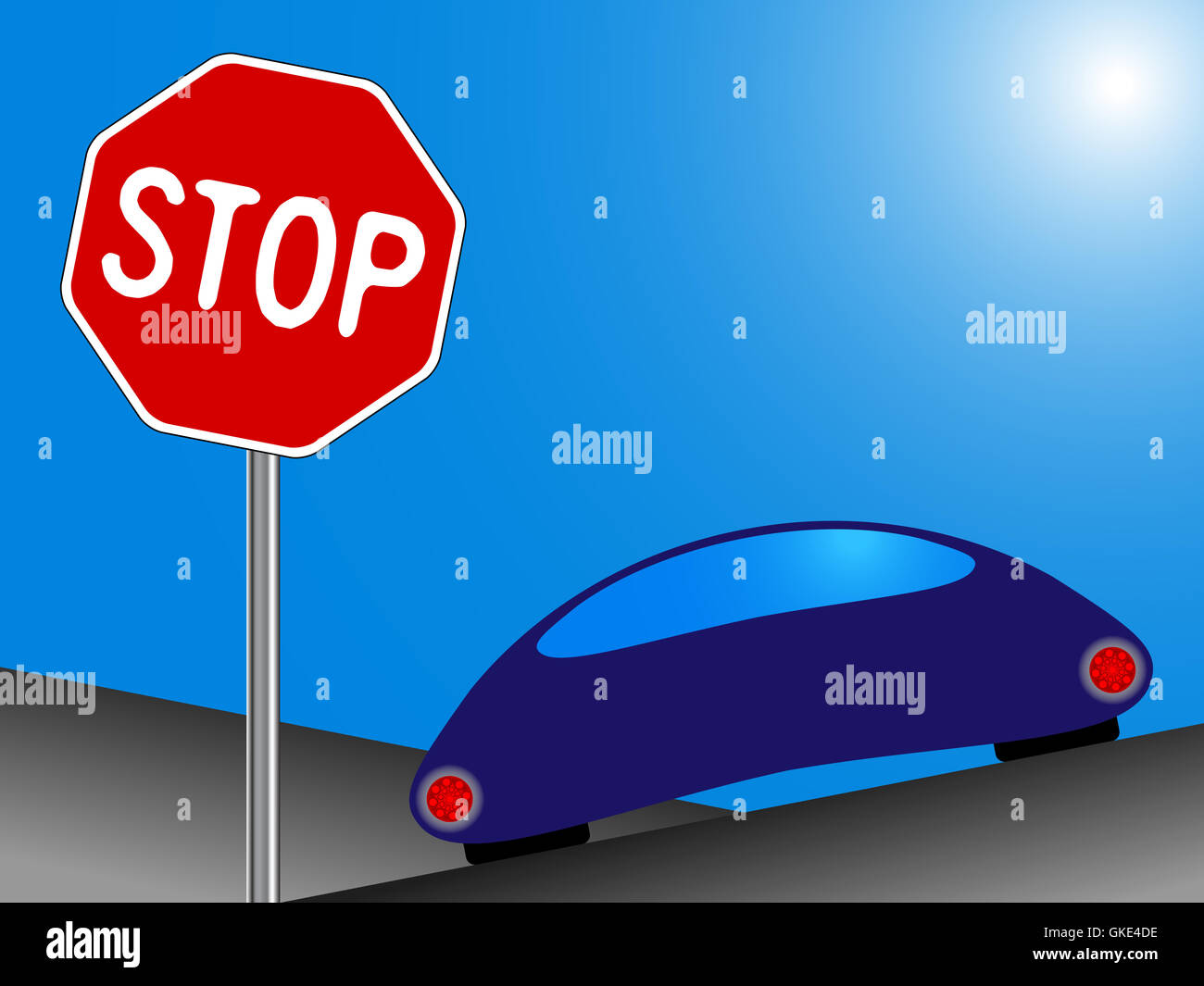 car and stop Stock Photo Alamy