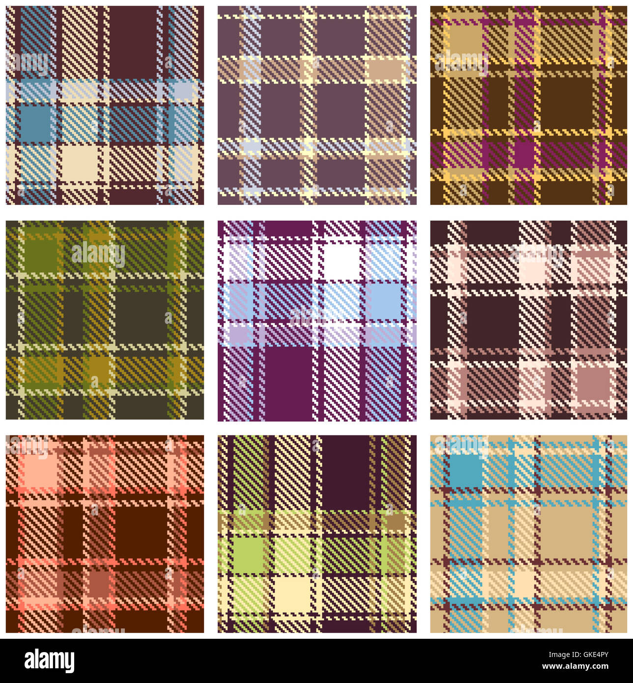 set of seamless checkered vector pattern Stock Photo