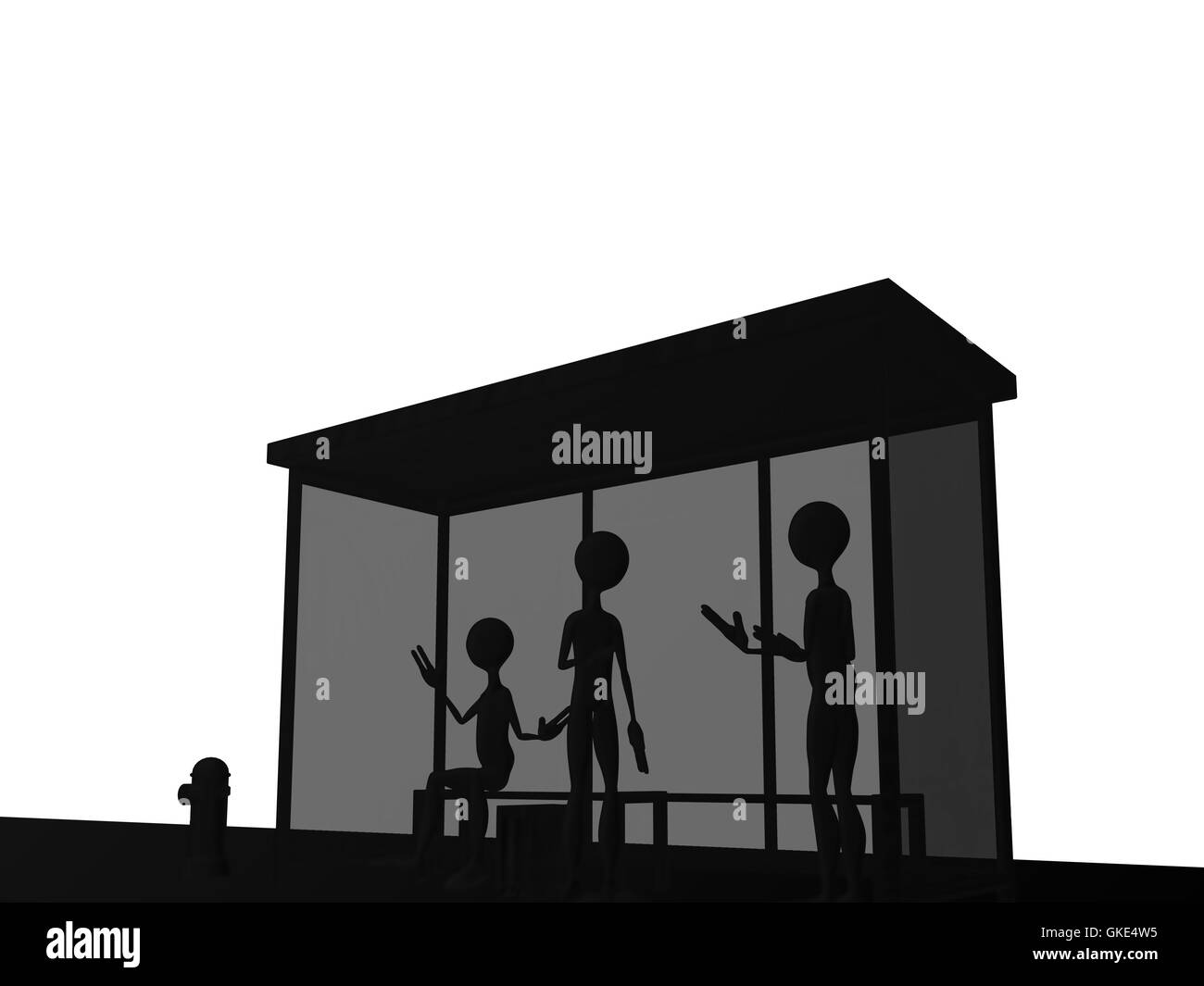 bus stop illustration isolated on white background Stock Photo - Alamy