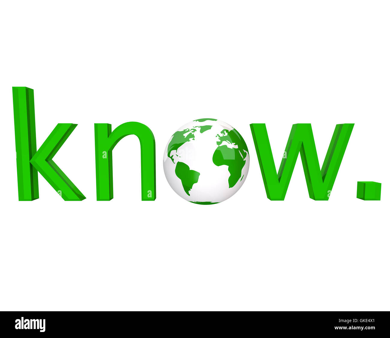 Know - Green Word and Earth Stock Photo