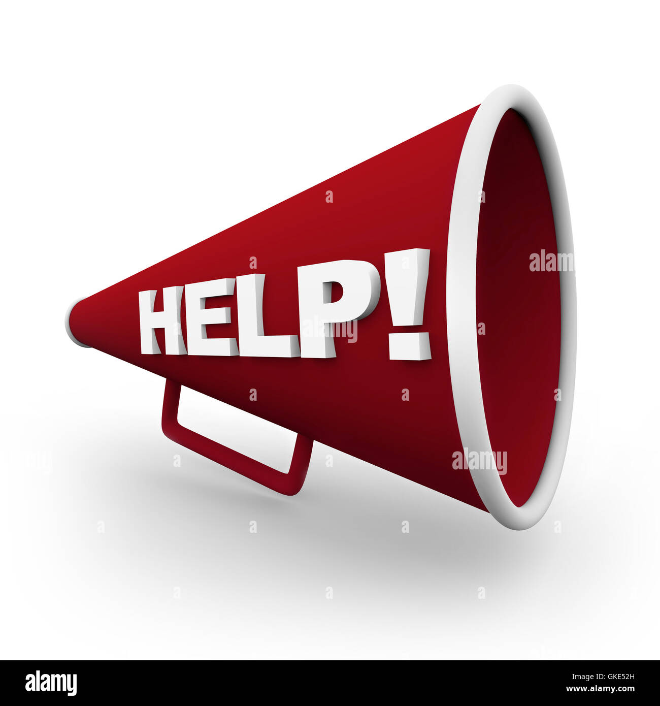 Help - Red Bullhorn Stock Photo