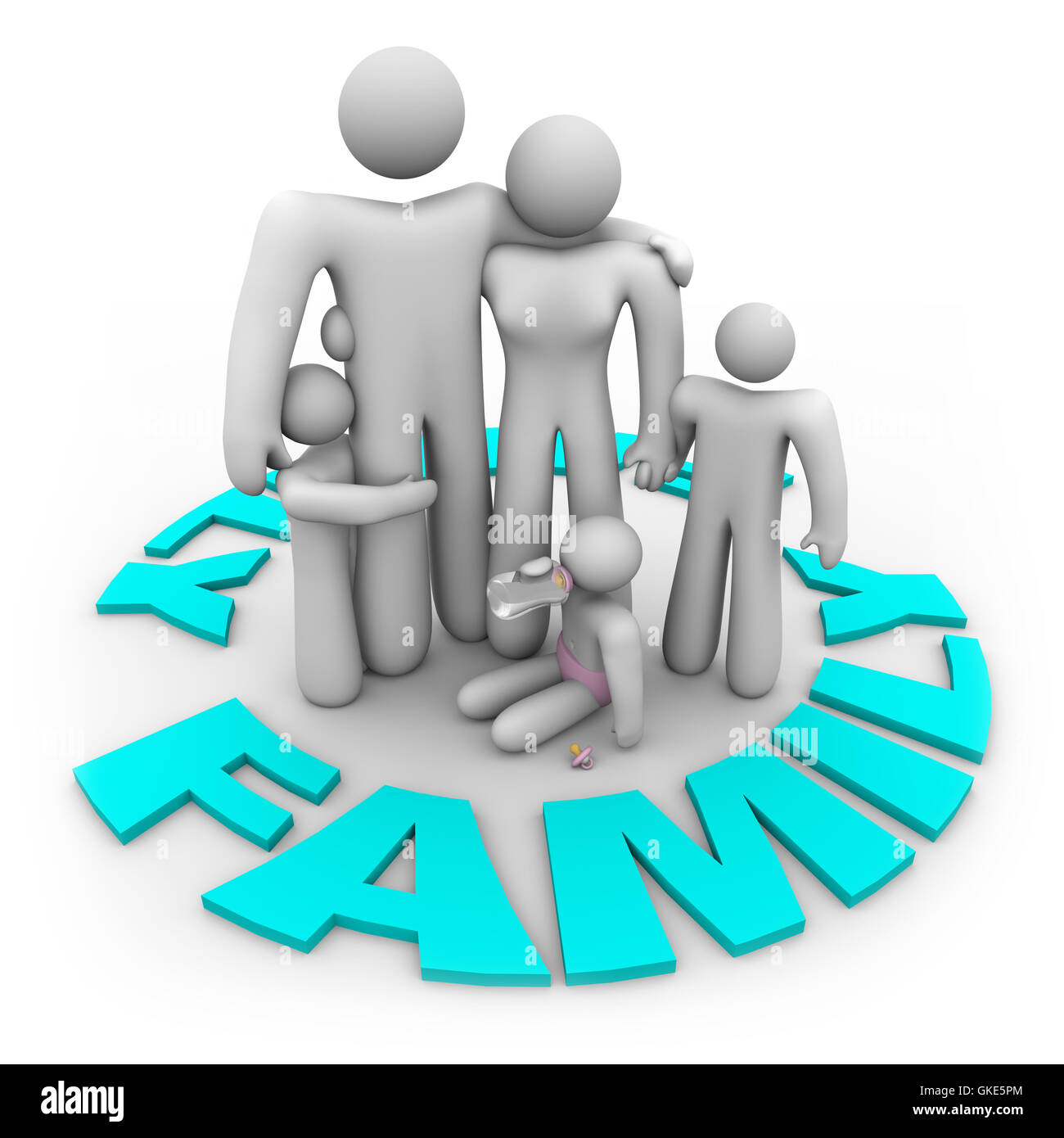 Family Word Circle - Mom Dad and Kids Stock Photo