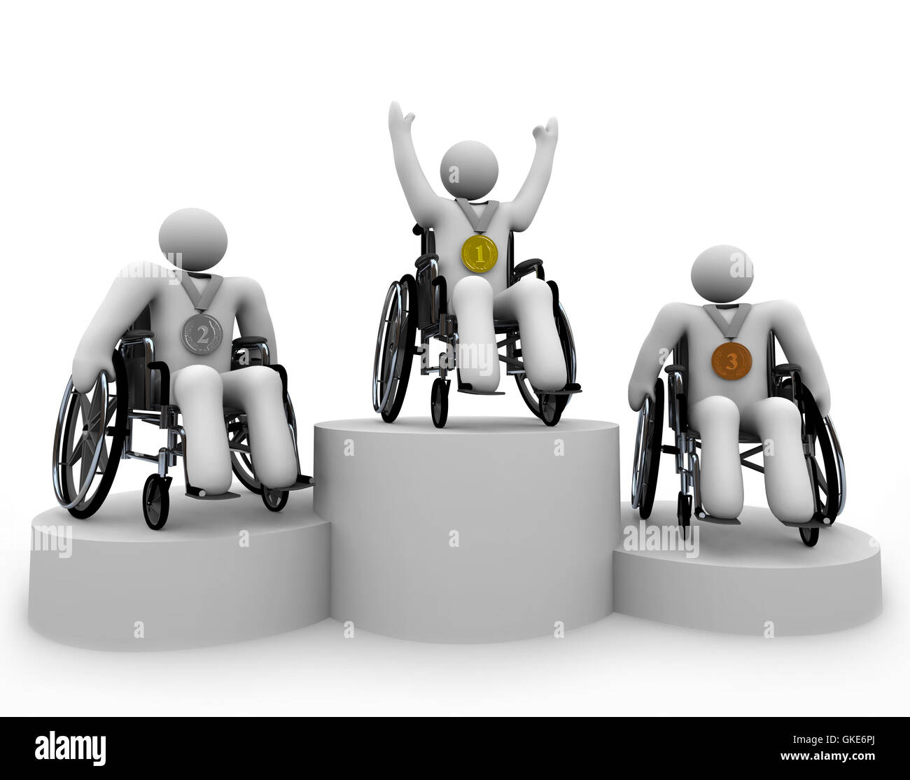 Wheelchair Champions - 1st, 2nd, 3rd Place Stock Photo